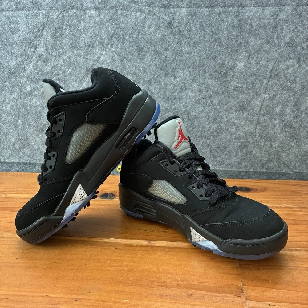 Nike Air Jordan 5 Golf Low Mens 5.5 / Womens 7 Black Metallic CU4523-003 Spikes